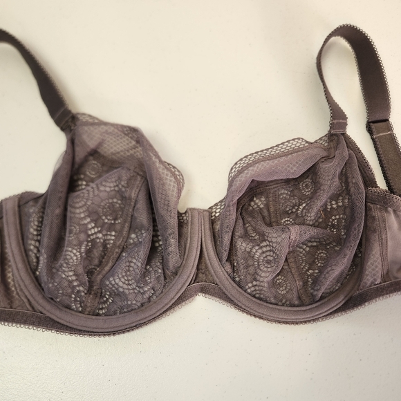 Freya Expression Plunge Lace Cup Bra AA5491 Unpadded Underwire Size 28J Shark - Picture 6 of 8